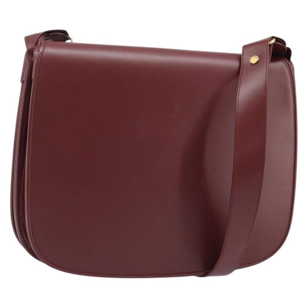 Cartier Leather Shoulder Bag Bordeaux Gold